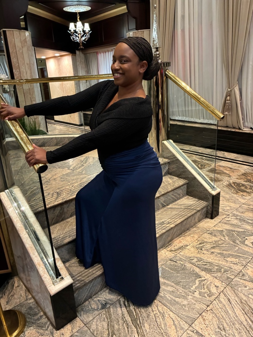 SHEIN Black & Navy Blue Two-Tone Maxi Dress - Picture 6 of 7
